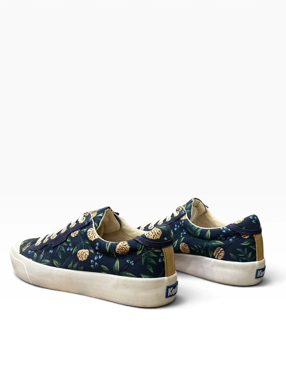 Keds Rifle Paper Co Kick 75 Peonies Sneakers Women 7.5 Navy Blue Floral